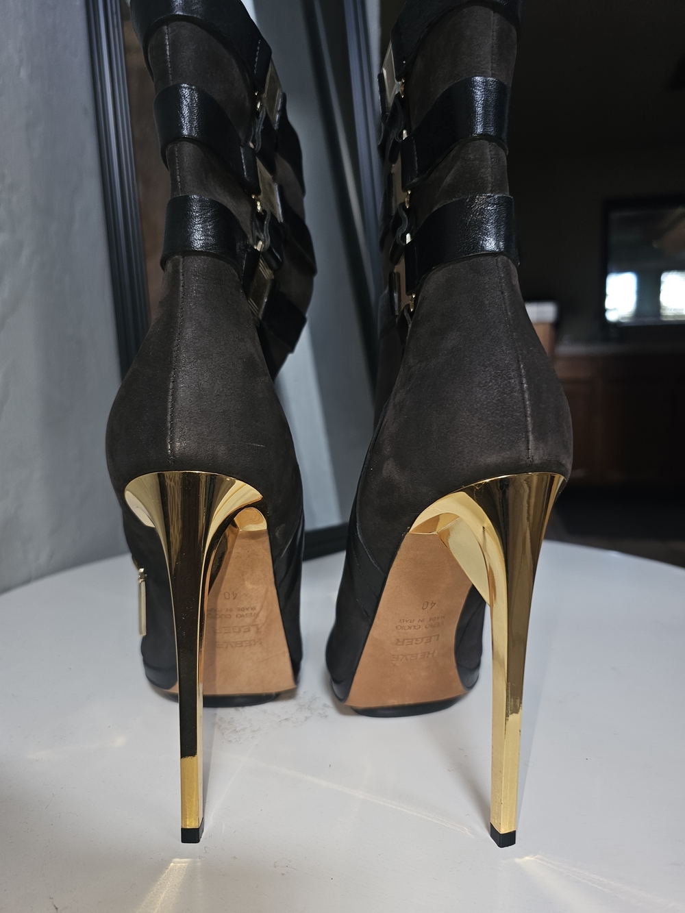 Herve Leger Stilettos Suede Ankle Boots Size 10